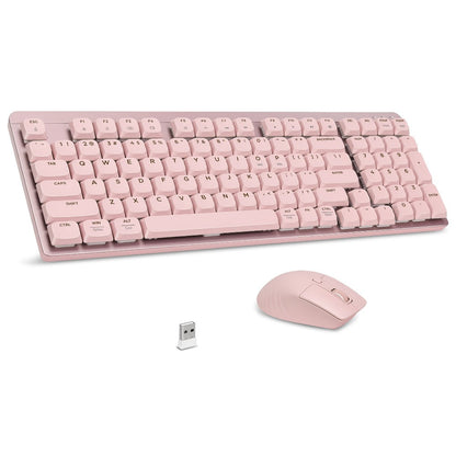 FA98 Low-Profile 98-Key Wireless Keyboard and Mouse Set with Purple, Silver or Pink Color Options