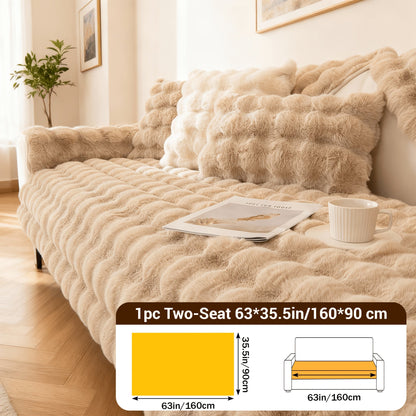Sofa Cover Bubble Faux Rabbit Fur Panels with Silicone Non-Slip Backing for Seat, Armrest or Backrest