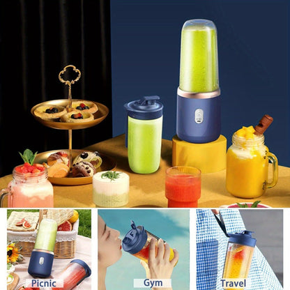 Portable Blender Personal Smoothie Blender USB Rechargeable 6-Blade 13.5oz Travel Cup Mini Blender for Shakes Fruit Juice – Kitchen Home Gym Travel Use