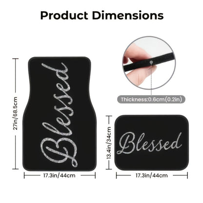 Car Floor Mats Set 2/4pcs, Durable Easy-Clean Universal Fit Interior Floor Liners for Men & Women, Stylish Blessing Pattern Car Carpet Pad, Great Gift for All Seasons