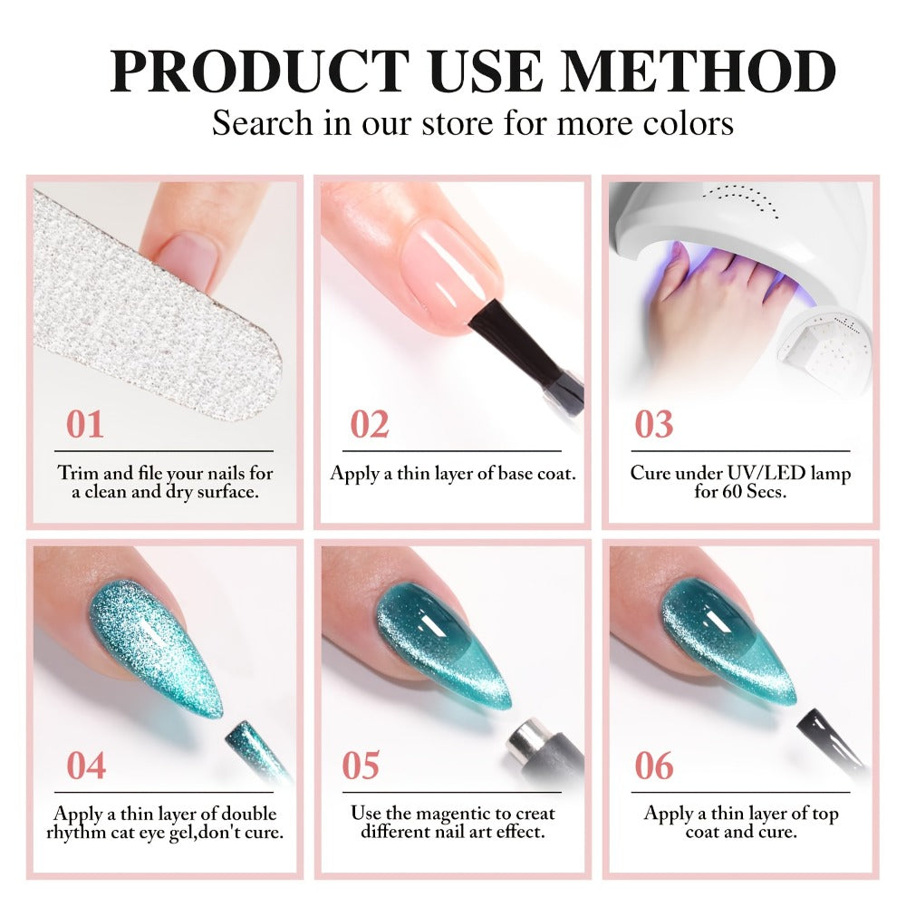 Gel Nail Polish CY002 Ice-Clear Nude Magnetic Cat-Eye with Shimmer Stripe and Glossy Finish for UV/LED Nail Art