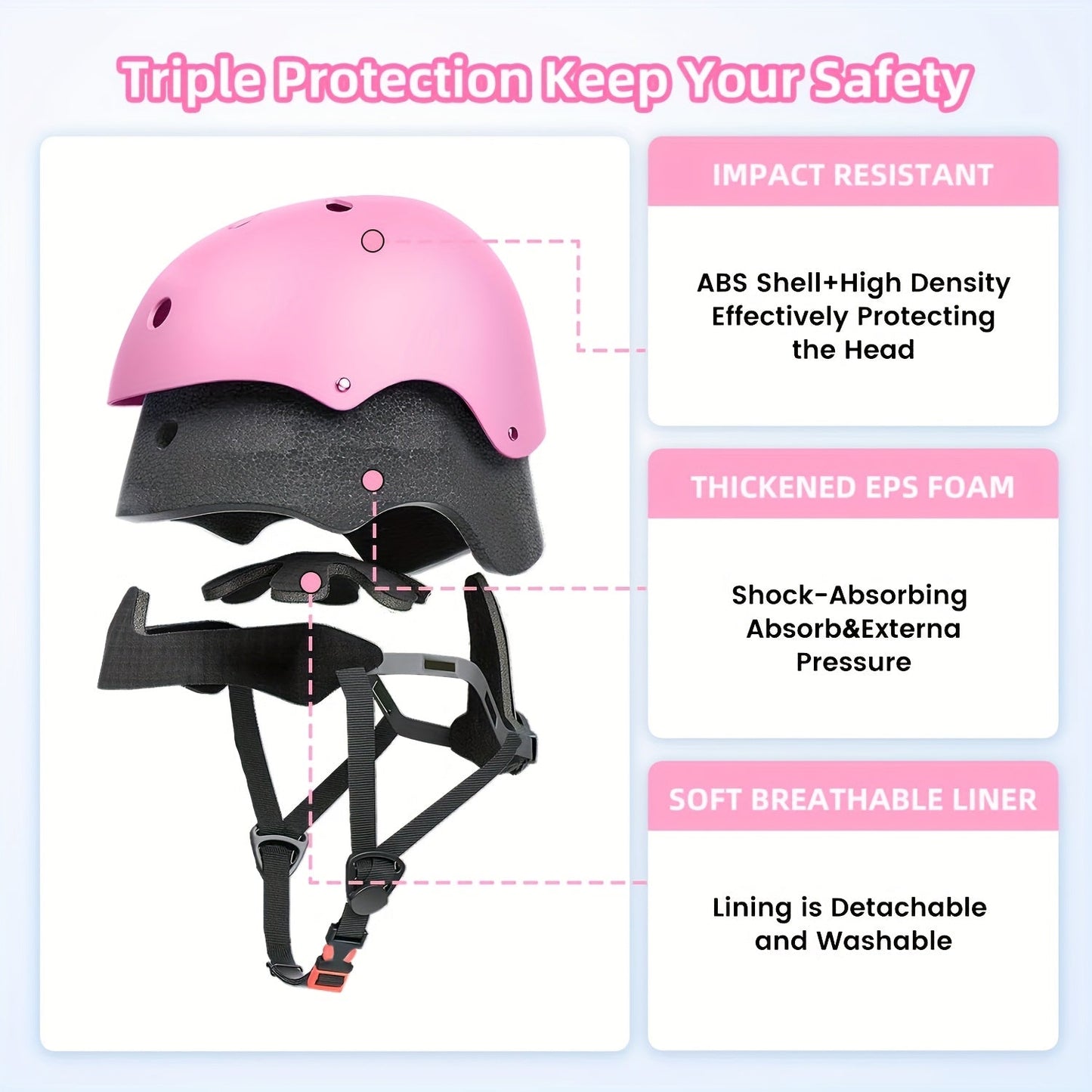 Kids Bike Helmet Adjustable XXS Toddler – ABS+EPS Unisex Sports Helmet with Removable Liner, 11 Vents, Matte Finish, Head 18.89"-21.65" | Blue & Pink | Birthday Christmas Gift