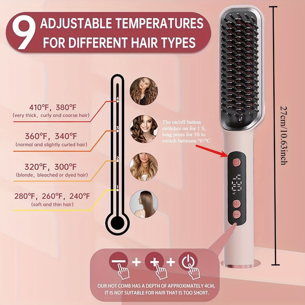 Heated Straightening Brush with Display in White, Grey, Champagne or Purple and Accessory Set
