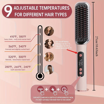 Heated Straightening Brush with Display in White, Grey, Champagne or Purple and Accessory Set