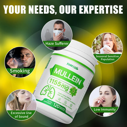 Lung Cleanse Capsules 120 Count with Mullein & NAC for Respiratory Support, Airway & Breathing Comfort, Immune Health, Seasonal & Year-Round Supplement for Adults