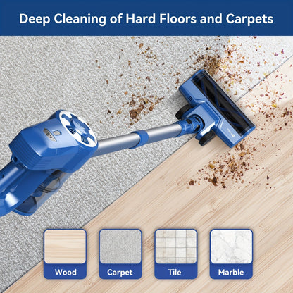 Stick and Handheld Vacuum Cleaner with LED Floor Head, Straight or 180-Degree Foldable Tube Options