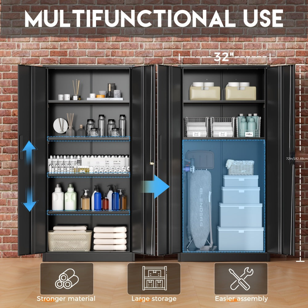 71-Inch Metal Garage Storage Cabinet with Adjustable Shelves detail image - detail view 6