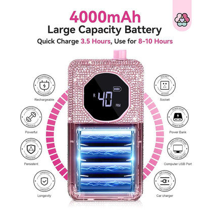 40,000 RPM Rechargeable Nail Drill in Bright Pink with 4000 mAh Battery, LCD Display and Tool Set