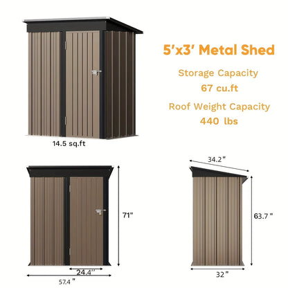 Garden Storage Shed | Metal Lockable Tool Backyard Waterproof Compact