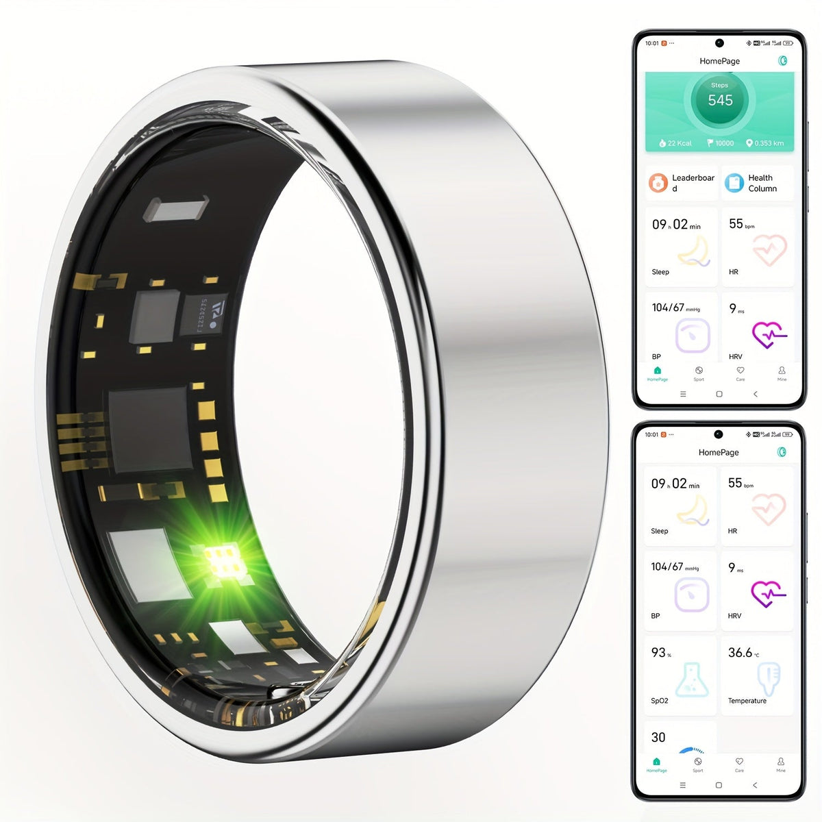 Smart Ring Activity Accessory in Black, Rose Gold or Silver with Seven Diameter-Based Size Options