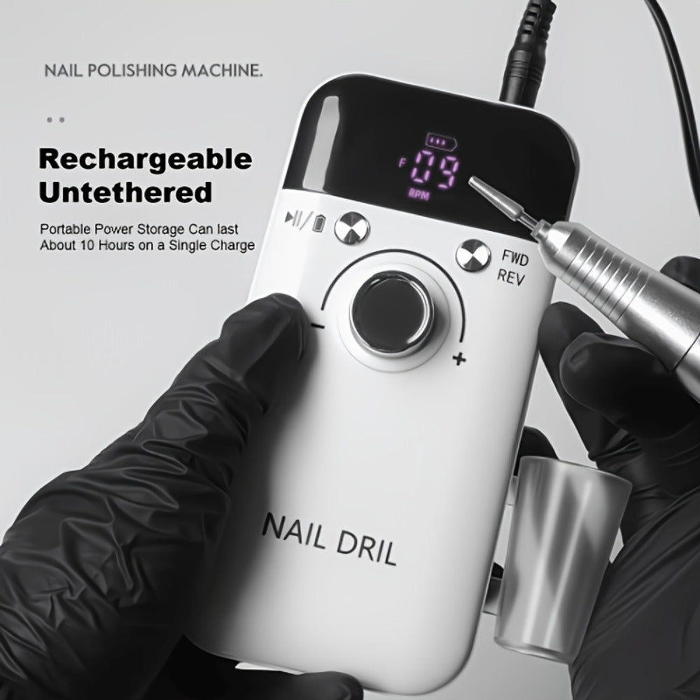 Electric Nail Drill 45000 RPM Rechargeable Kit with Bits, Sanding Bands and Three Model Color Options