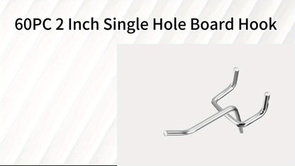 Stainless Steel Pegboard Hooks, 60-Piece Set with 2-Inch Single-Hole Design for 1-Inch-Spaced Tool Boards