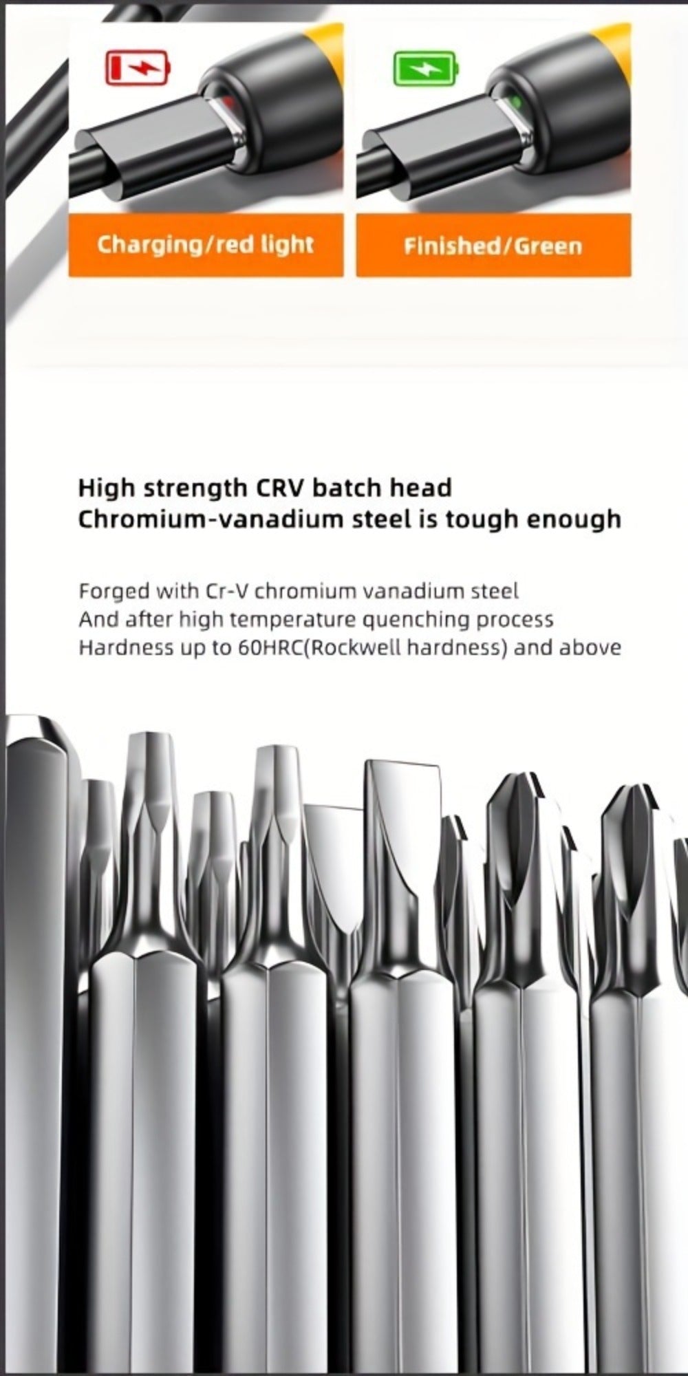 USB-Rechargeable Precision Electric Screwdriver Kit with 38 Magnetic Bits in Five Handle Colors