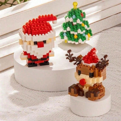 Building Block Set Christmas Mini Figures, 1052 Pieces Across 6 Boxes with Santa, Elf, Reindeer, Snowman and Tree Models