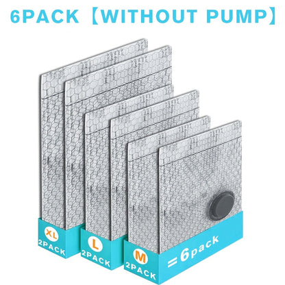 Gray Patterned Vacuum Storage Bag Set with 6-Pack No-Pump or 10- and 16-Pack Electric-Pump Options