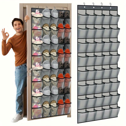 Over Door Shoe Storage Organizer with 28, 35 or 40 Mesh Compartments and Included Hooks for Home Organization