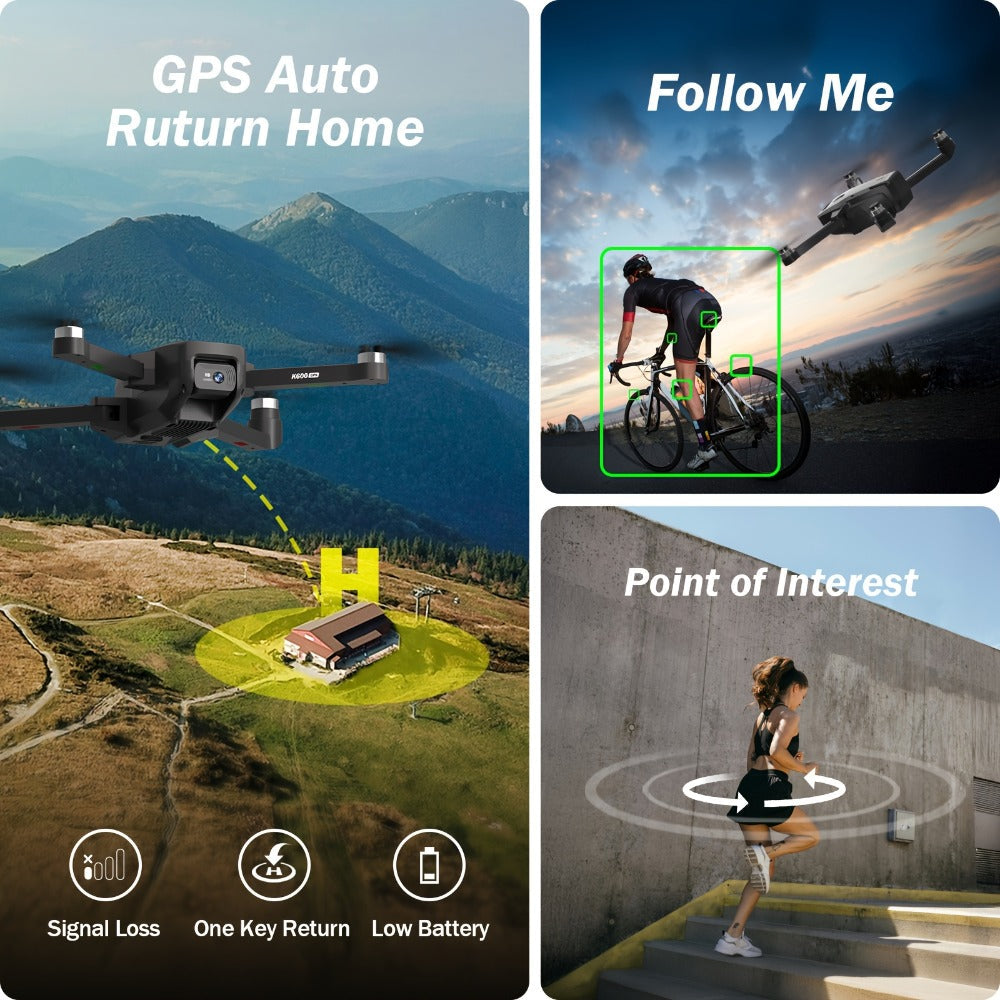 GPS Follow Me Drone Under 250g 4.5 Inch LCD Screen Camera Drone Auto Return Gesture Flight Brushless Motor Altitude Hold 3 Speed Modes 32G SD Card | Adult Beginner Drone Gift for Teens