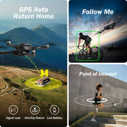 GPS Follow Me Drone Under 250g 4.5 Inch LCD Screen Camera Drone Auto Return Gesture Flight Brushless Motor Altitude Hold 3 Speed Modes 32G SD Card | Adult Beginner Drone Gift for Teens