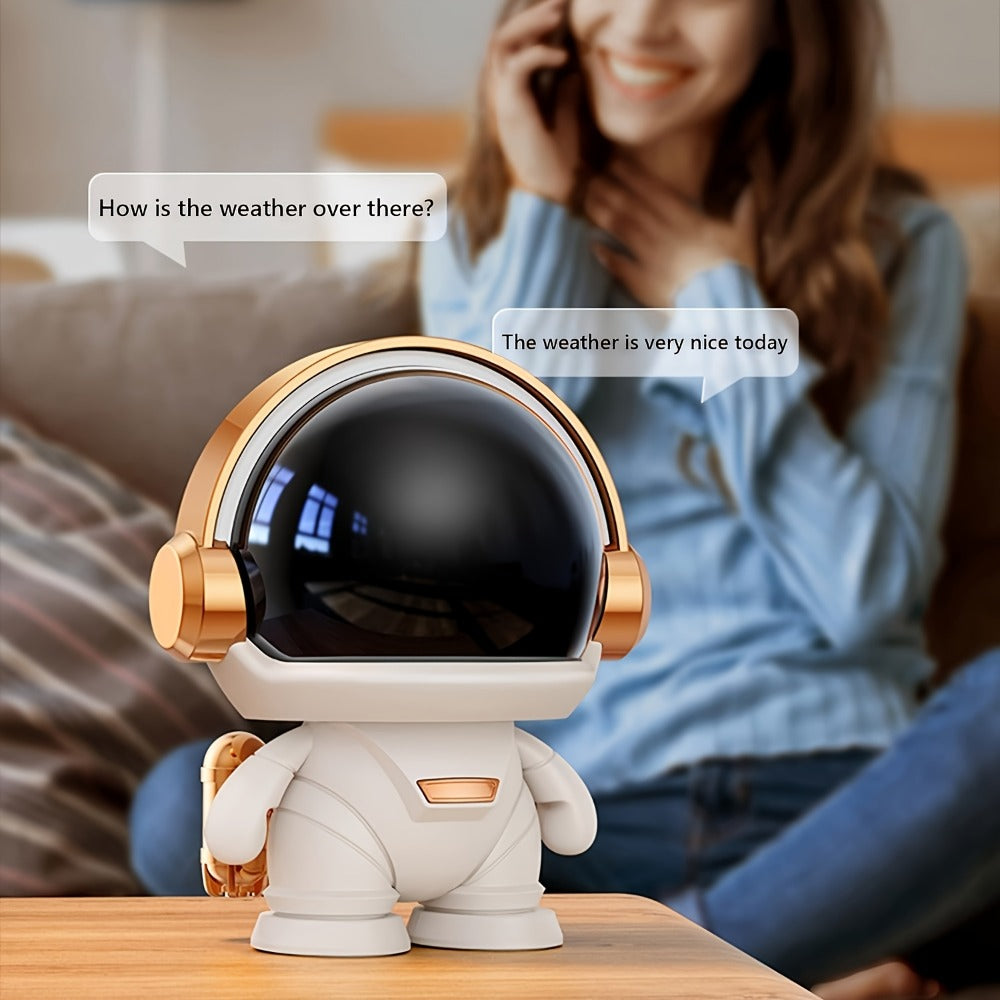 Portable Bluetooth Speaker Astronaut Mini Desktop Design with LED Light and USB Rechargeable Power