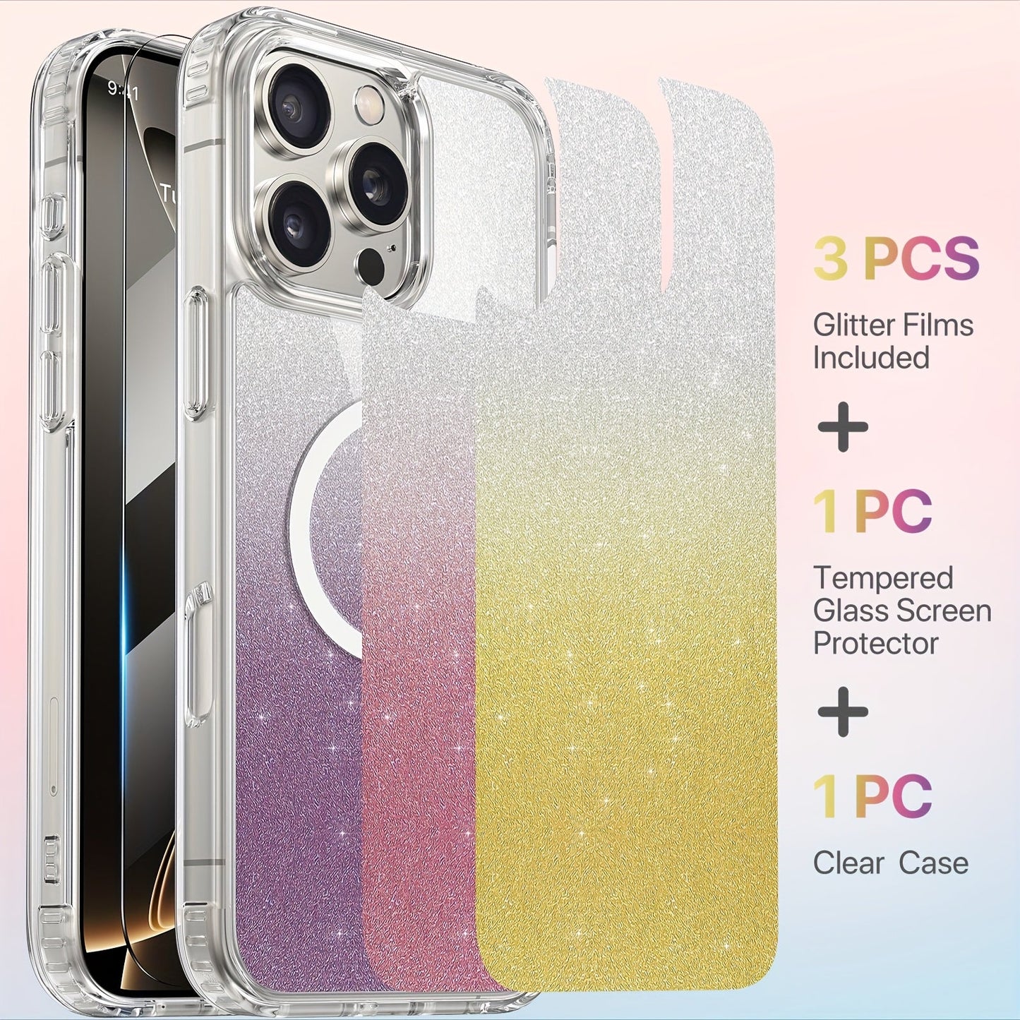 MagSafe iPhone Case with Screen Protector & Camera Lens Protector – N52 Super Magnet Shockproof Clear TPU PC Cover, Anti-Yellow, 3-in-1 Bundle for iPhone 16 16 Plus 16 Pro 16 Pro Max 15 14 13 11