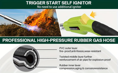 Propane Weed Torch | Flame Weeder Ice Melter Outdoor Roof Driveway
