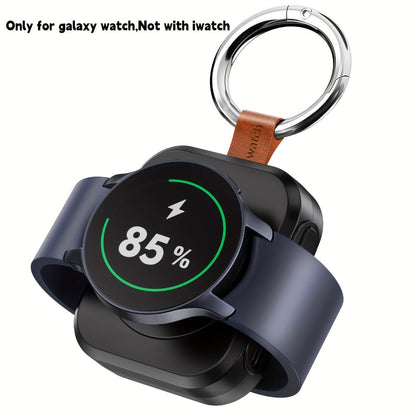 Samsung Galaxy Watch Charger Portable 1200mAh Wireless Fast Charging Power Bank Keychain Compatible Galaxy Watch 8 Ultra 7 6 Classic 5 Pro 4 3 Active 2 – Compact Travel Charger Black White