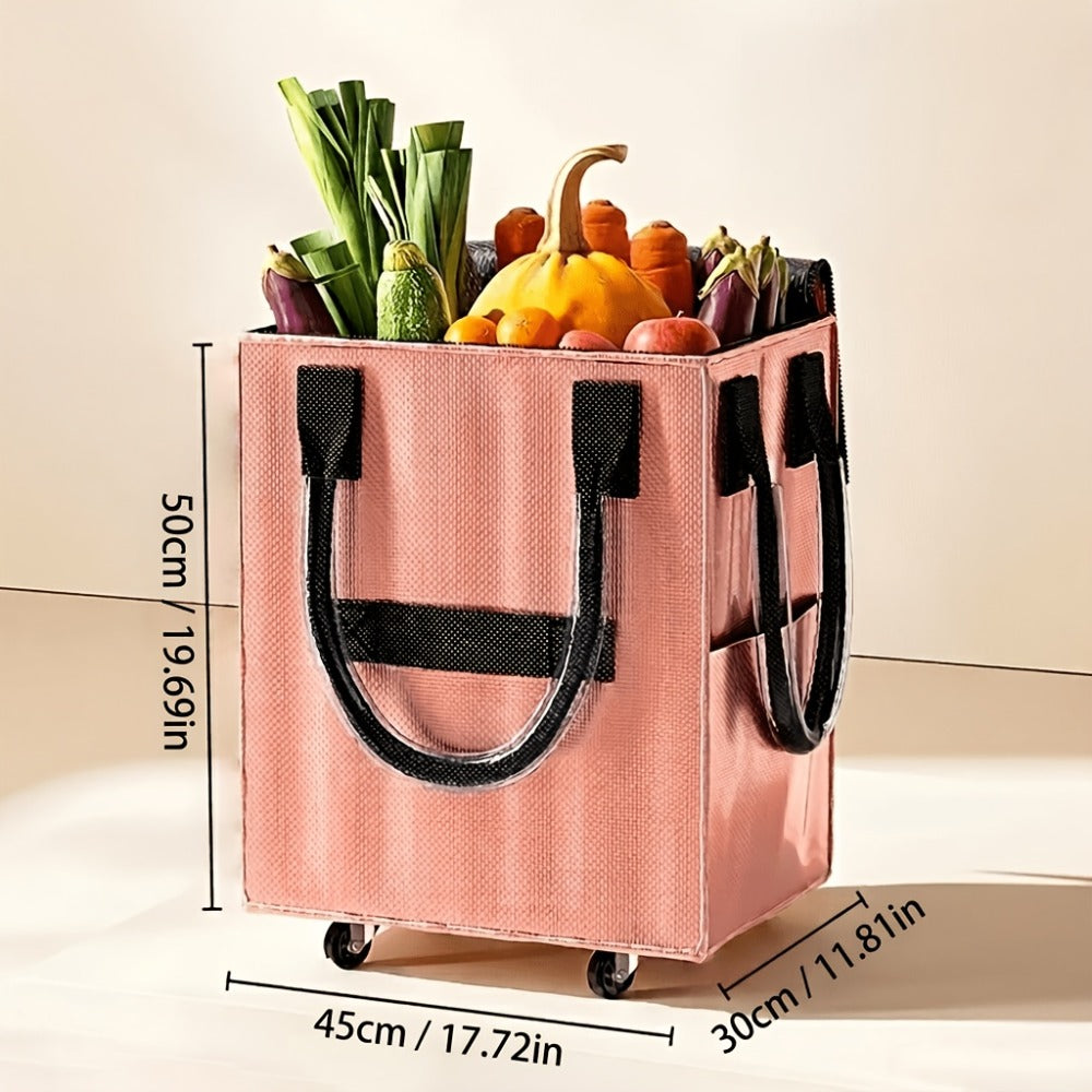 60 L Rolling Grocery Bag with Wheels in Black or Rose Gold for Shopping, Travel and Utility Use