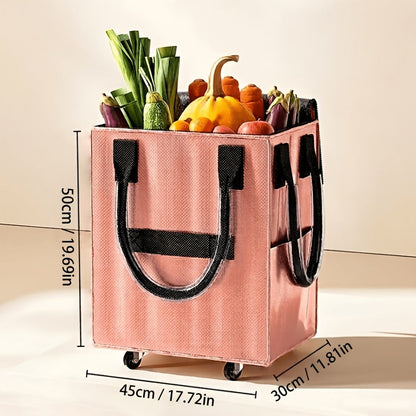 60 L Rolling Grocery Bag with Wheels in Black or Rose Gold for Shopping, Travel and Utility Use