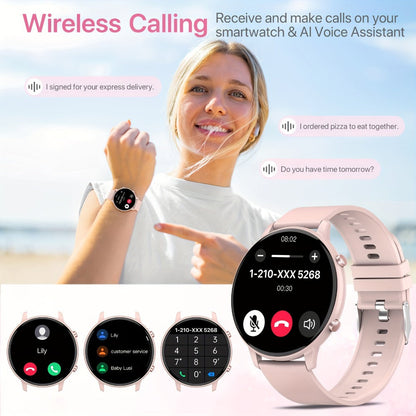 Smartwatch – Voice Assistant for Women 1.39" Full Touch – Siri & Google, Wireless Calling, 100+ Sport Modes, Fitness Tracker, Weather…
