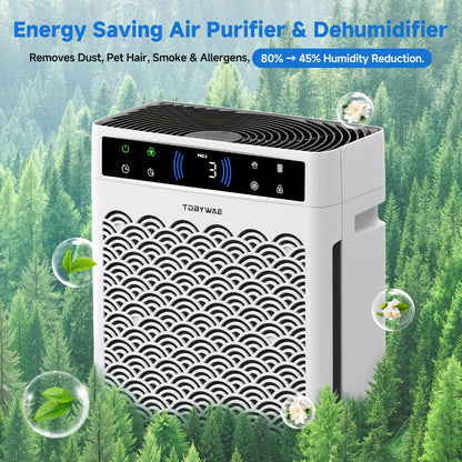 Air Purifier TDBYWAE with Three-Stage HEPA and Carbon Filters, 3000 Sq Ft Source Value, 22dB Mode and 19-Hour Timer