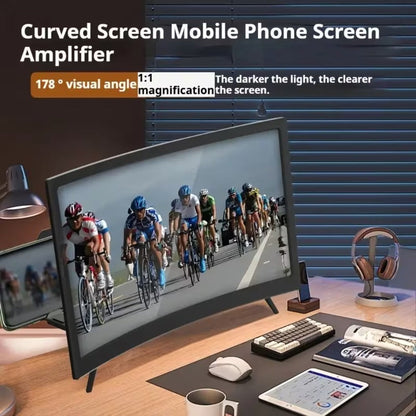 Curved Phone Screen Magnifier with Foldable Stand in 14-Inch Standard or 16-Inch HD Options