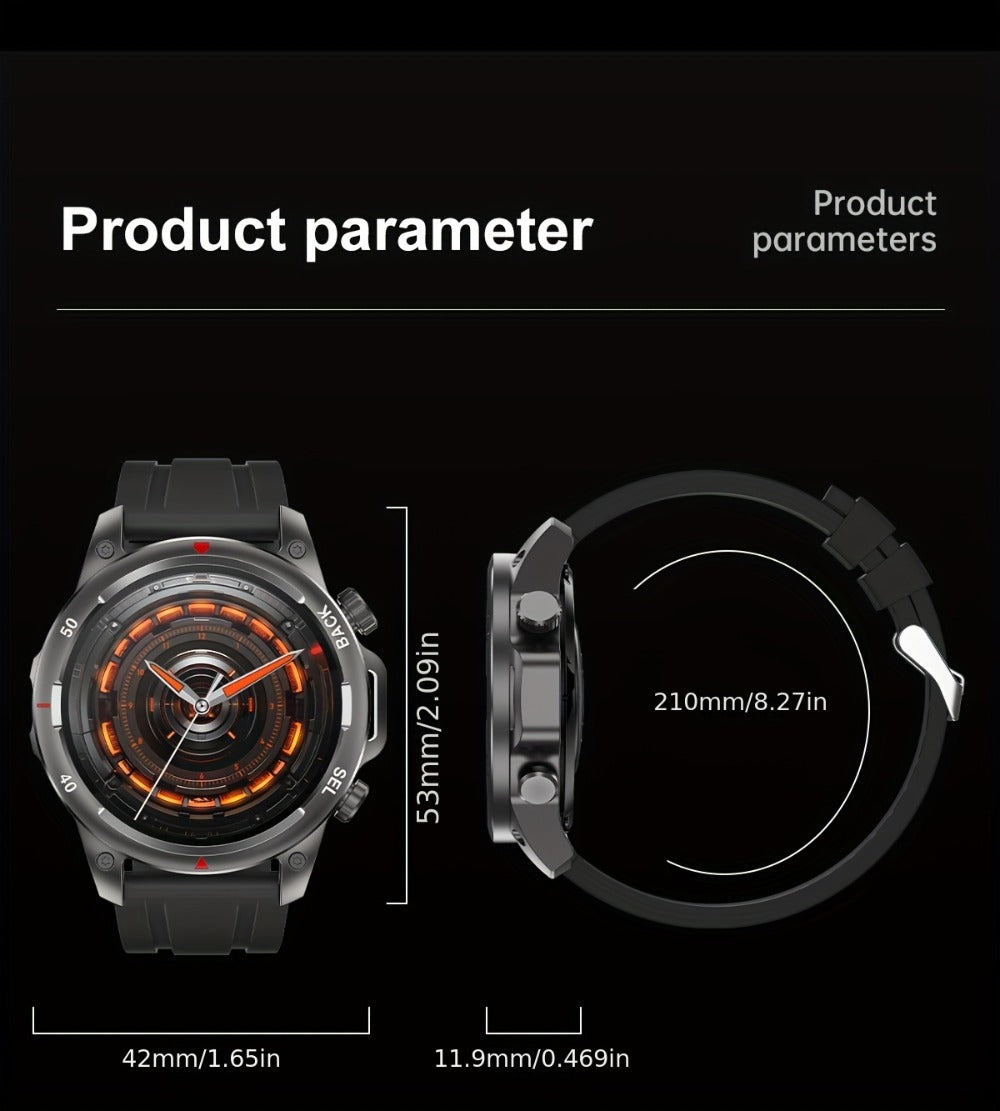 GPS NFC Smartwatch for Men – AI Voice Calling, 360×360 HD Screen, Built-in Compass, Motion Trajectory, Heart Rate Sleep Fitness Tracker – Outdoor Sports Watch Black Silver Steel