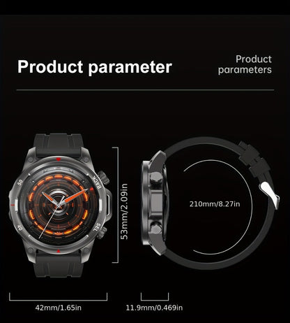 GPS NFC Smartwatch for Men – AI Voice Calling, 360×360 HD Screen, Built-in Compass, Motion Trajectory, Heart Rate Sleep Fitness Tracker – Outdoor Sports Watch Black Silver Steel