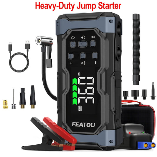Jump Starter 20000mAh 9-in-1 with Air Compressor Tire Inflator for All Gas 3.7gal Diesel Large SUV for Garden, Patio and Yard Use