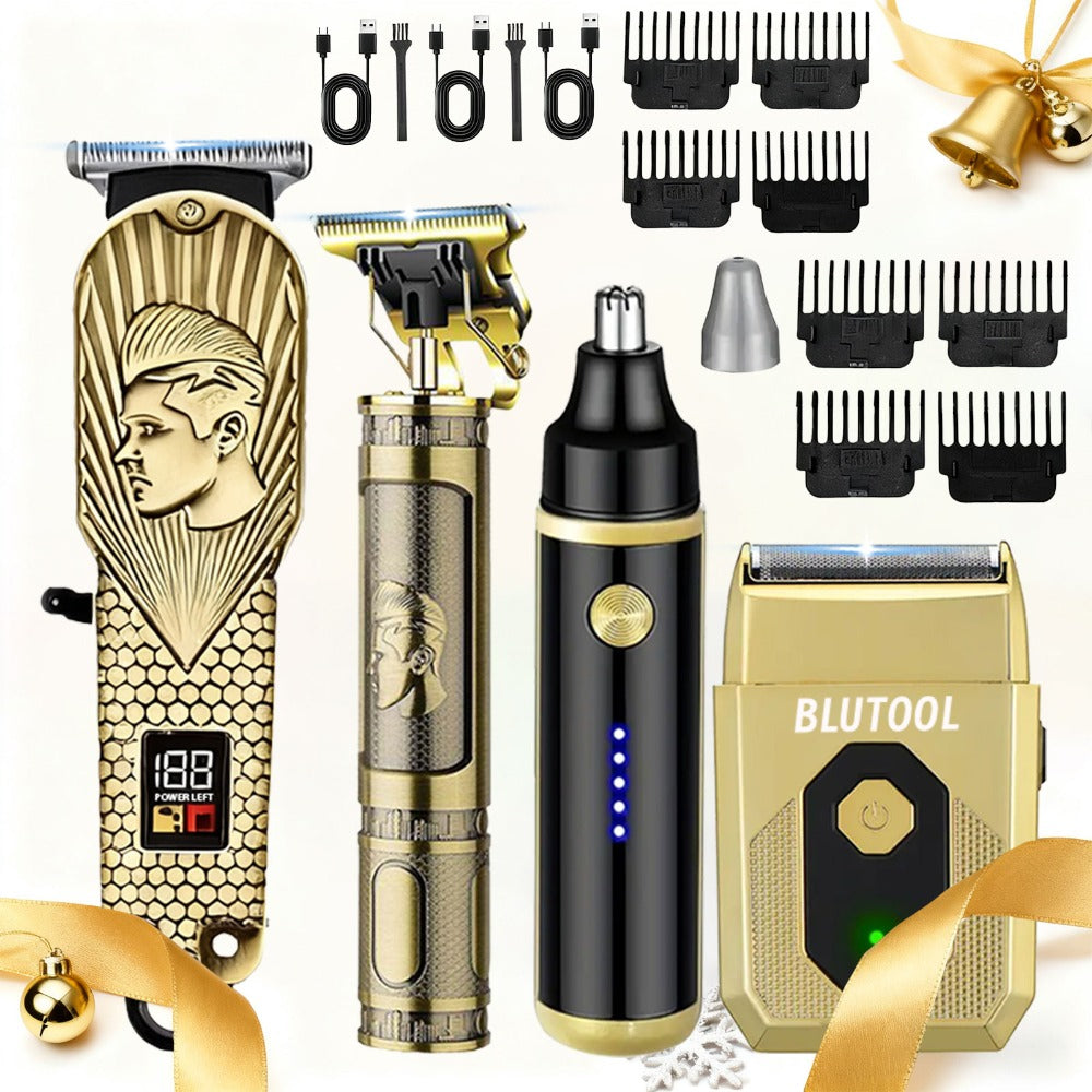 USB Precision Hair Clipper Set for Men – Wireless Electric Clippers & Nose Trimmer Shaver, 2/4pcs Professional Cordless Grooming Kit for Personal Use, Hairdressing & Barber Gift