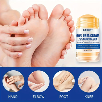 Two-Piece 40g Roll-On Foot Cream Set for Feet with 60% Urea and 2% Salicylic Acid Labeling