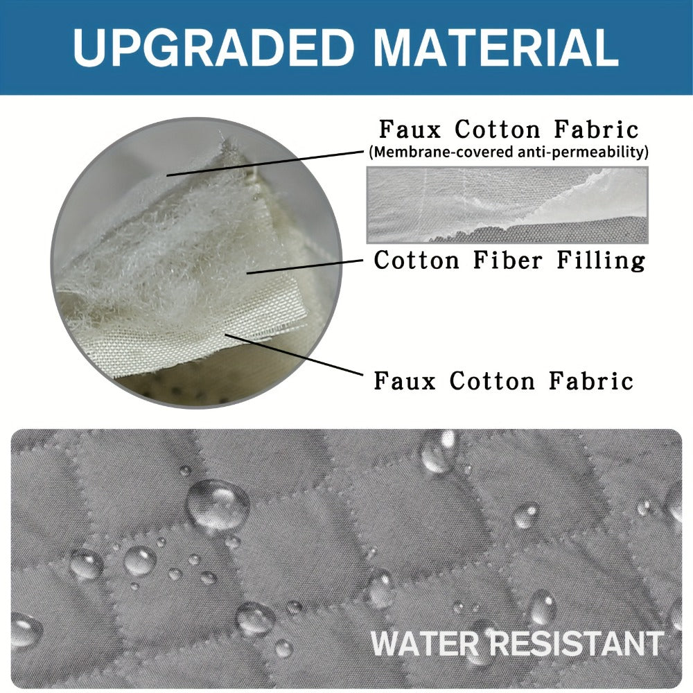 Sofa Cover Five-Layer Quilted Microfiber Protector with Elastic Strap and Foam Anchors for 3 or 4 Seats