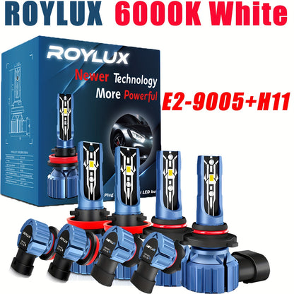 LED Headlight Bulbs Kit 4pcs, 80W 20000LM 6000K Super Bright White High & Low Beam Fog Lamp Replacement for H11+H11 / 9006+9006, Plug-and-Play 12-24V, 50000Hr Lifespan