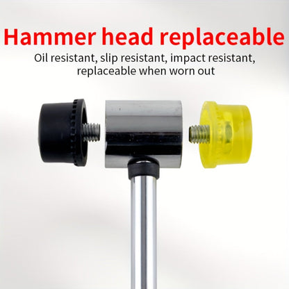 Double-Head Soft-Face Mallet with Steel Handle, Rubber Grip and Four Replaceable Head Sizes