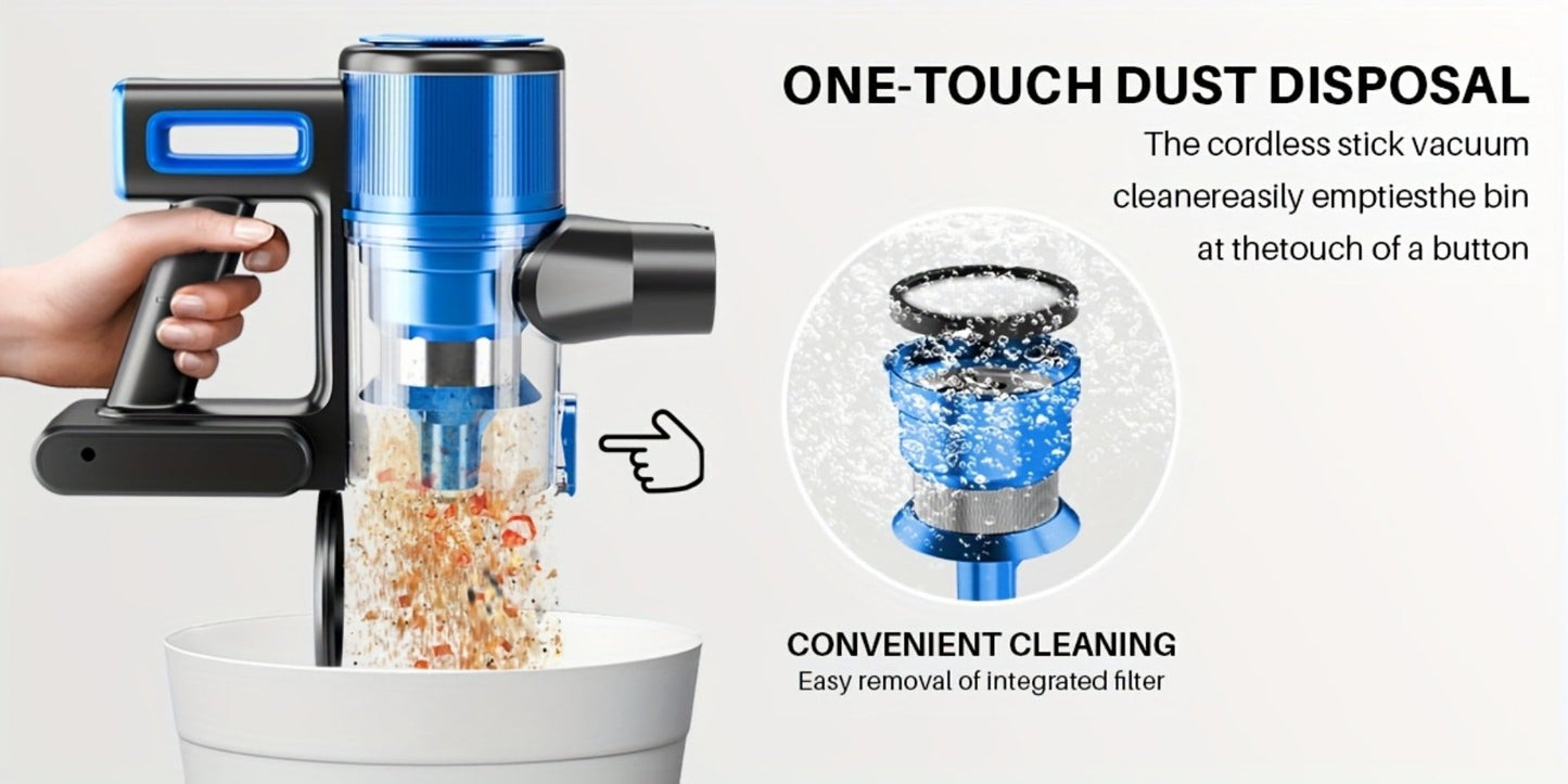 Stick Vacuum Cleaner 70Kpa MAX Suction Cordless & Corded 8-in-1 Handheld Vacuum for Hard Floors, Carpets & Pet Hair - Lightweight with Detachable Battery, LED Display, Up to 45 Min Runtime, Multiple Colors