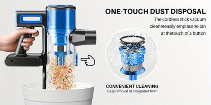 Stick Vacuum Cleaner 70Kpa MAX Suction Cordless & Corded 8-in-1 Handheld Vacuum for Hard Floors, Carpets & Pet Hair - Lightweight with Detachable Battery, LED Display, Up to 45 Min Runtime, Multiple Colors