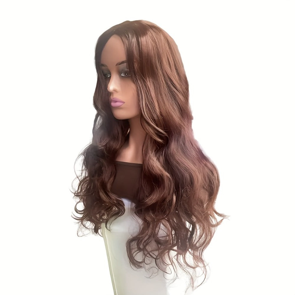 Synthetic Wig 28-Inch Big-Wave Curly Headband Style in Dark Brown or Black for Parties and Weddings