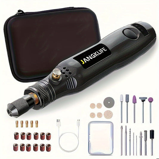 Cordless Rotary Tool Set Rechargeable Engraving Pen – Adjustable Speed Electric Wood Carving Tool for Grinding Polishing Etching Cutting DIY Craft