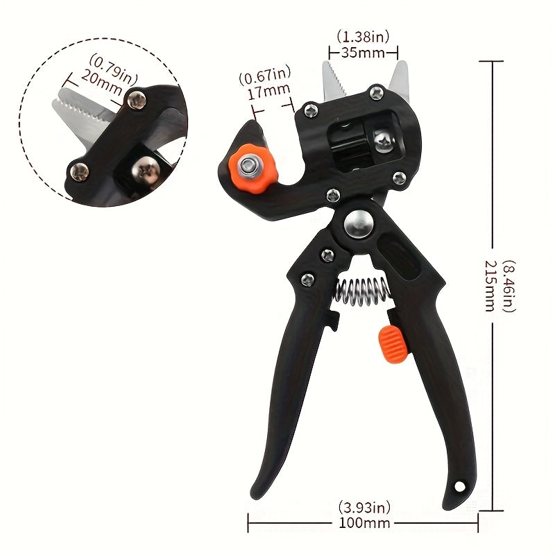 Two-in-One Grafting and Pruning Shears, 8.46 Inches with Mounted Cutter, Base and Two Spare Blades