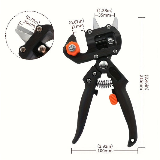 Garden Grafting Tool 2-in-1 with 2 Replacement Blades & Grafting Base, Professional Pruning Scissor Shear for Plant Branch, Vine & Fruit Tree Trimming and Grafting