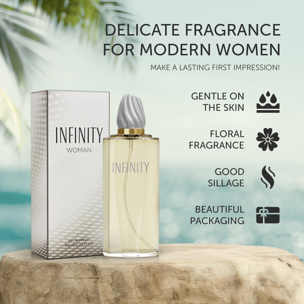 Women's Perfume Infinity Woman Eau de Parfum with Freesia, Violet, Musk and Sandalwood Options