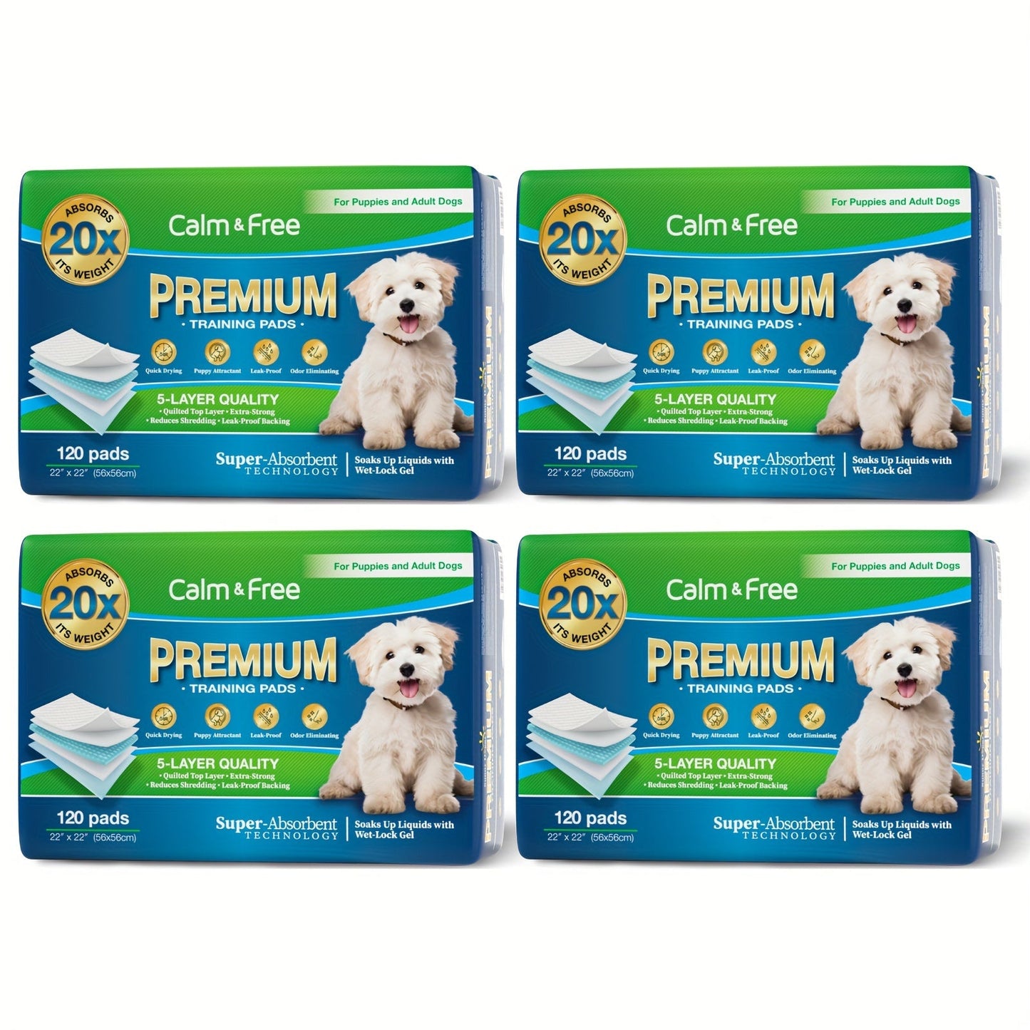 Puppy Pads Extra Large Bulk Pack - Disposable Dog Pee Pads with Upgraded Odor Control, Super Absorbent Leak-Proof Potty Training Pads for Dogs, Housebreaking Supplies, 480ct 22"x22" / 160ct 36"x36"
