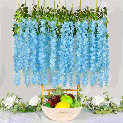 Artificial Flowers 24-Pack Wisteria Vine Garland with 3.6FT Silk Strands in Five Color Options