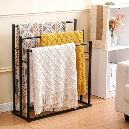 Three-Tier Freestanding Towel Rack in Small or 47-Inch Black Floor-Standing Configurations