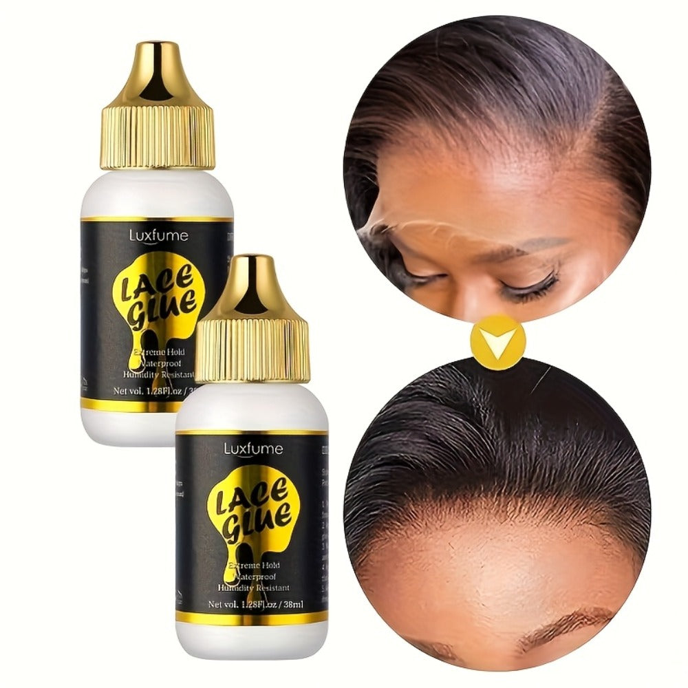 Lace Glue for Wigs Strong Hold Invisible Bonding Adhesive Waterproof Extreme Hold Fast Drying Lace Front Wig Glue for Daily Wear Styling 2pcs Set
